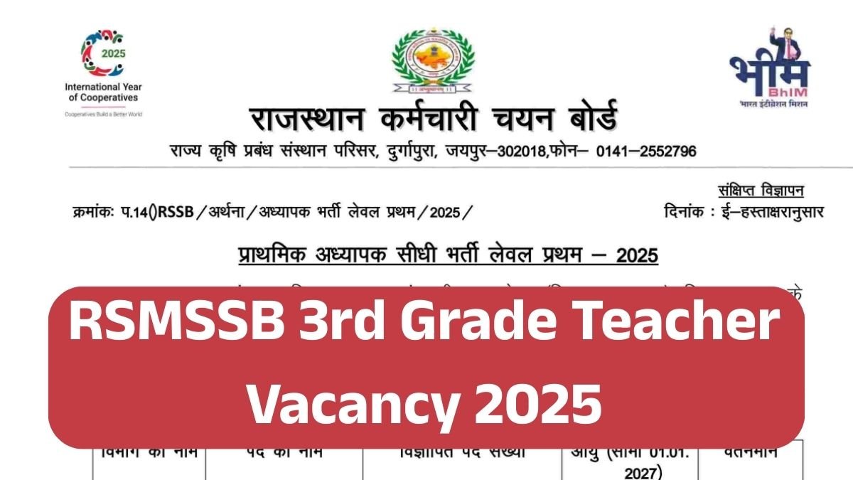 RSMSSB 3rd Grade Teacher Vacancy 2025