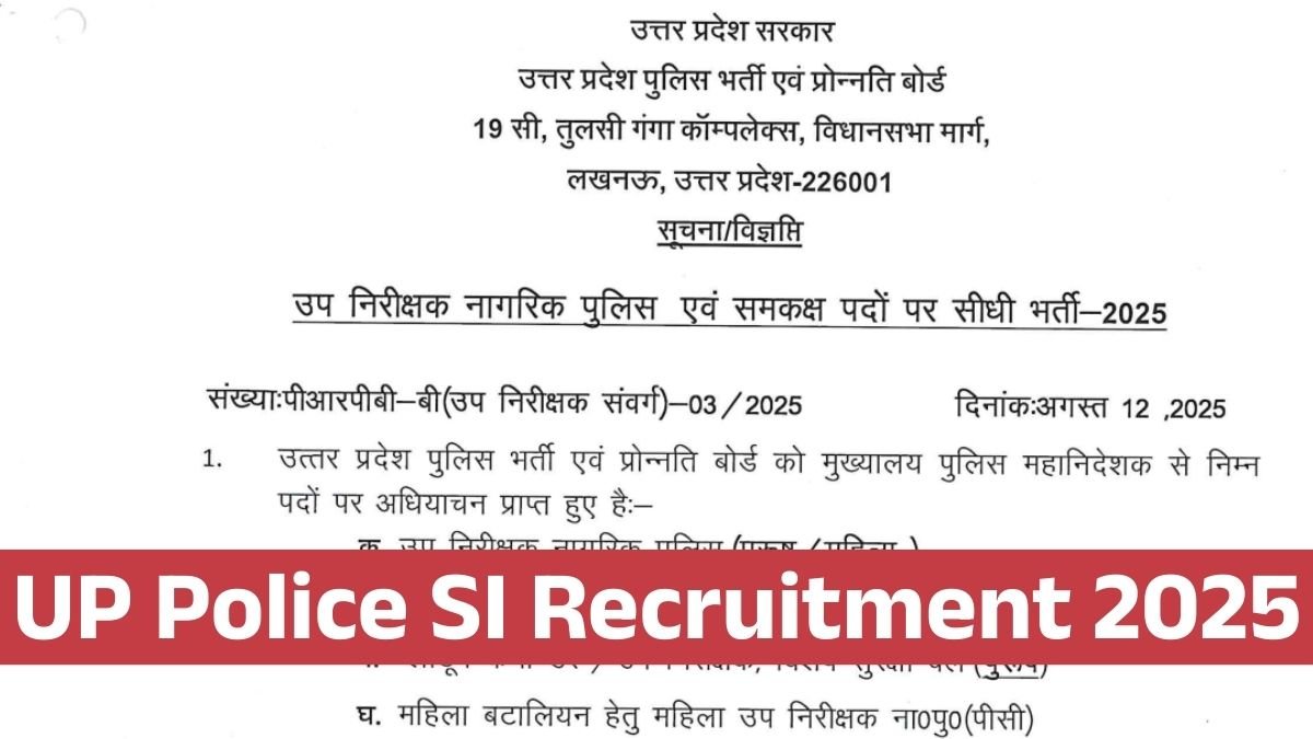 UP Police SI Recruitment 2025
